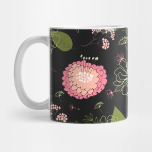 Cute, Pretty Pink and Green Flower Pattern Mug